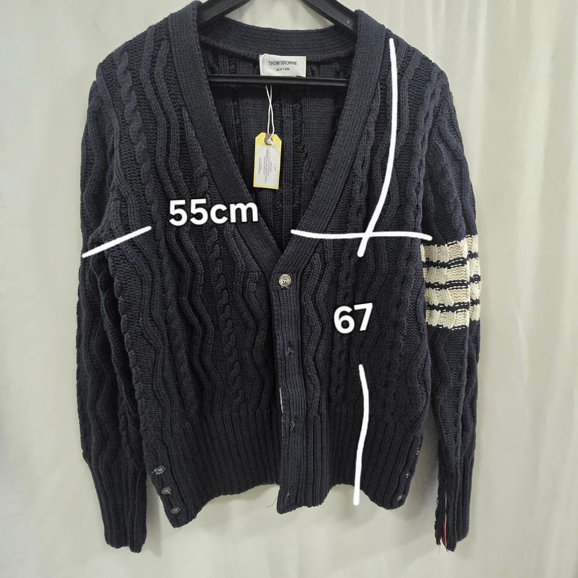 톰브라운 네이비 4선 케이블 가디건 상품이미지2