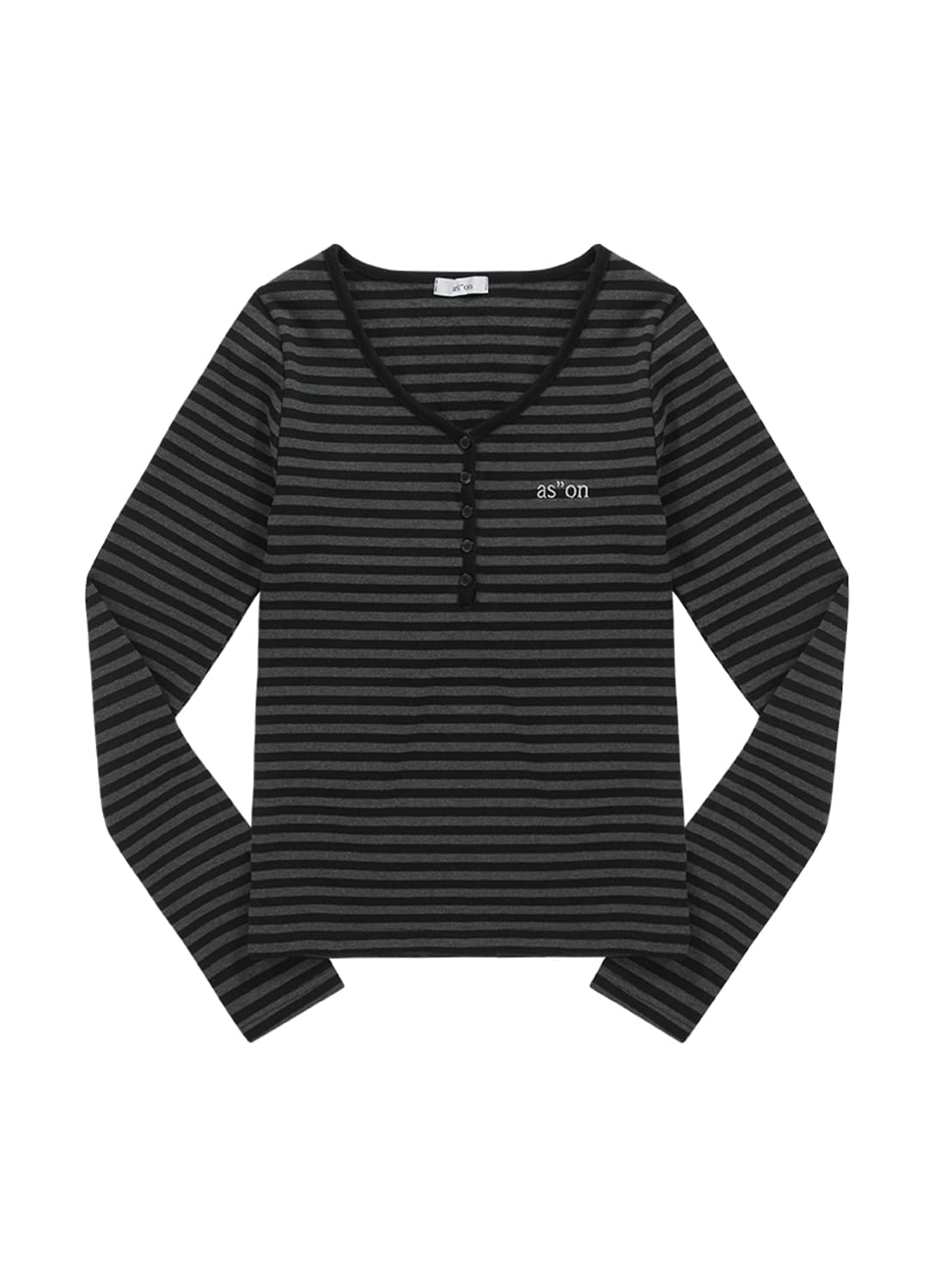 애즈온 스트라이프 헨리넥 긴팔 티셔츠 새상품 상품이미지1