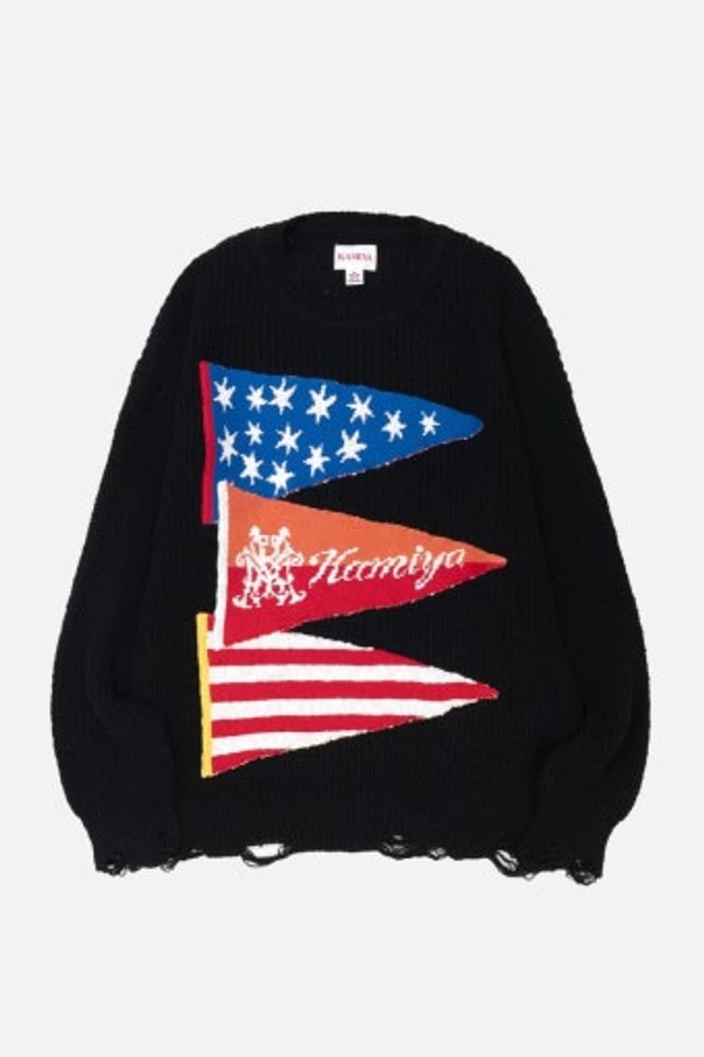 KAMIYA FLAG KNIT BLACK L 상품이미지1