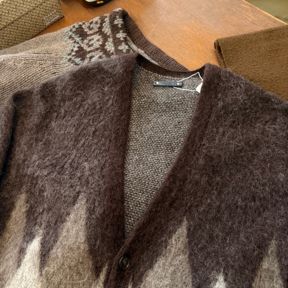 22시즌 마인데님 아가일 모헤어 혼방 가디건 상품이미지4