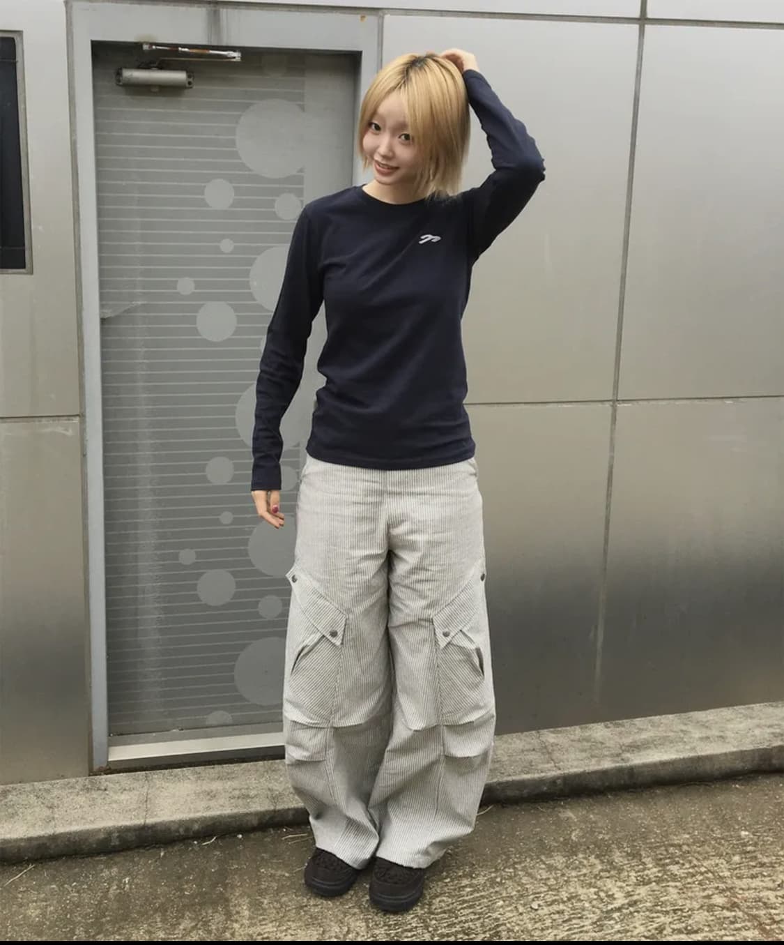 탄산마그네슘 혼 아플리케 롱슬리브 (네이비) 상품이미지2