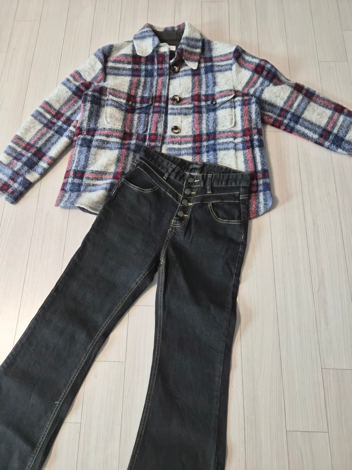 [WEGO] 위고 체크 울 스타일 포근한 셔츠 자켓 (셔켓) 상품이미지1