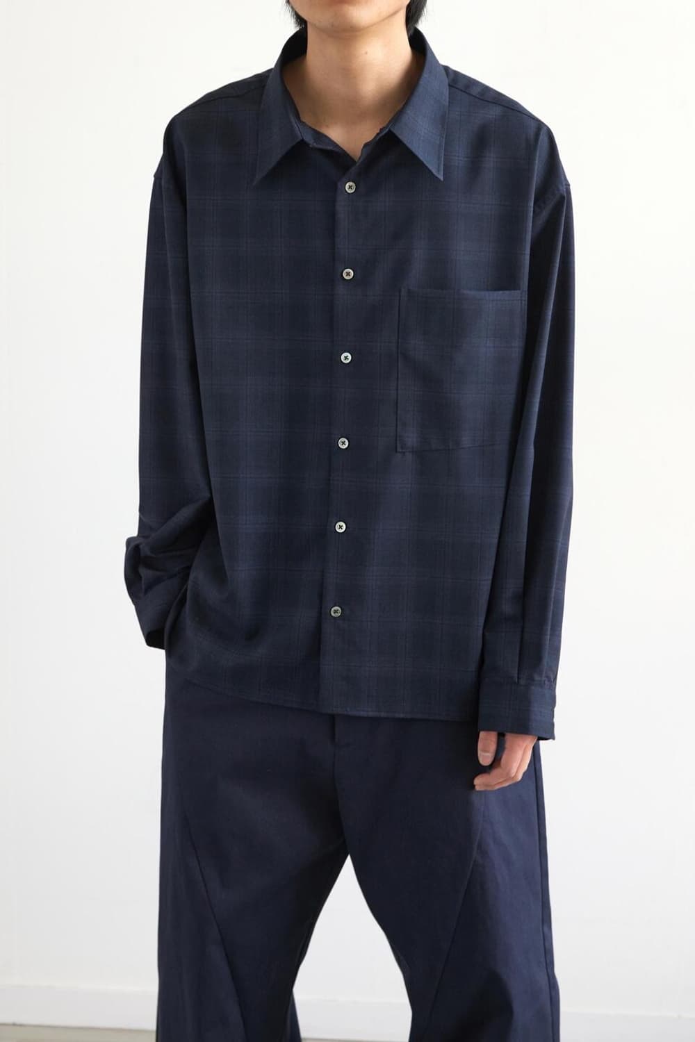 crop shirt navy ombre check 상품이미지5