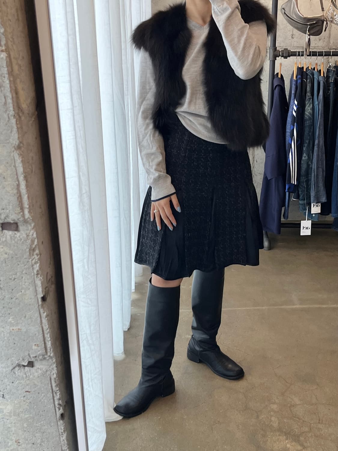 00s BLUMARINE 블루마린 트위드 실크 스커트 상품이미지4