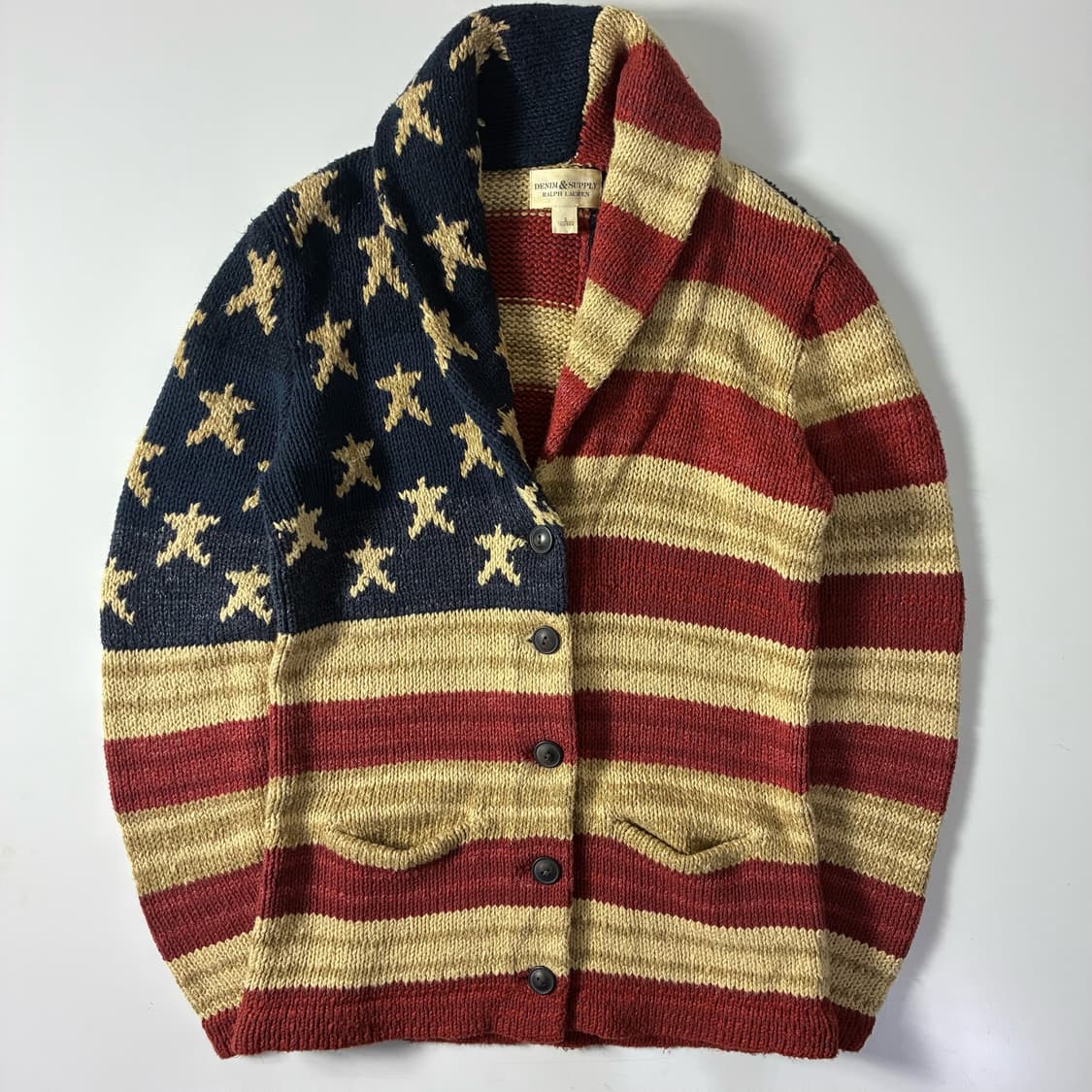 Polo  데님 앤 서플라이 성조기 숄카라 니트 가디건  상품이미지1