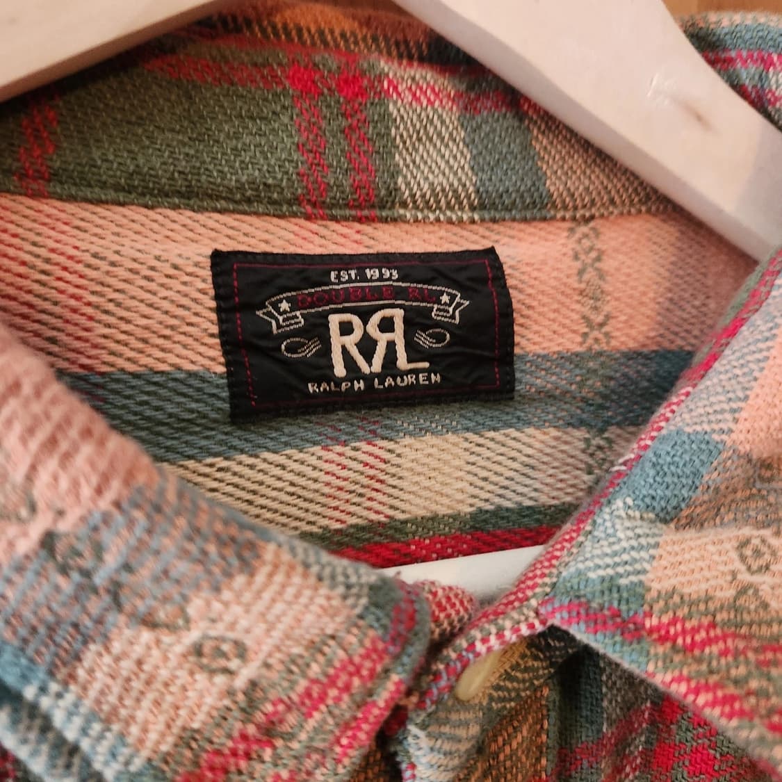 RRL 더블알엘 체크 플란넬 웨스턴 셔츠 세이지/핑크 상품이미지2