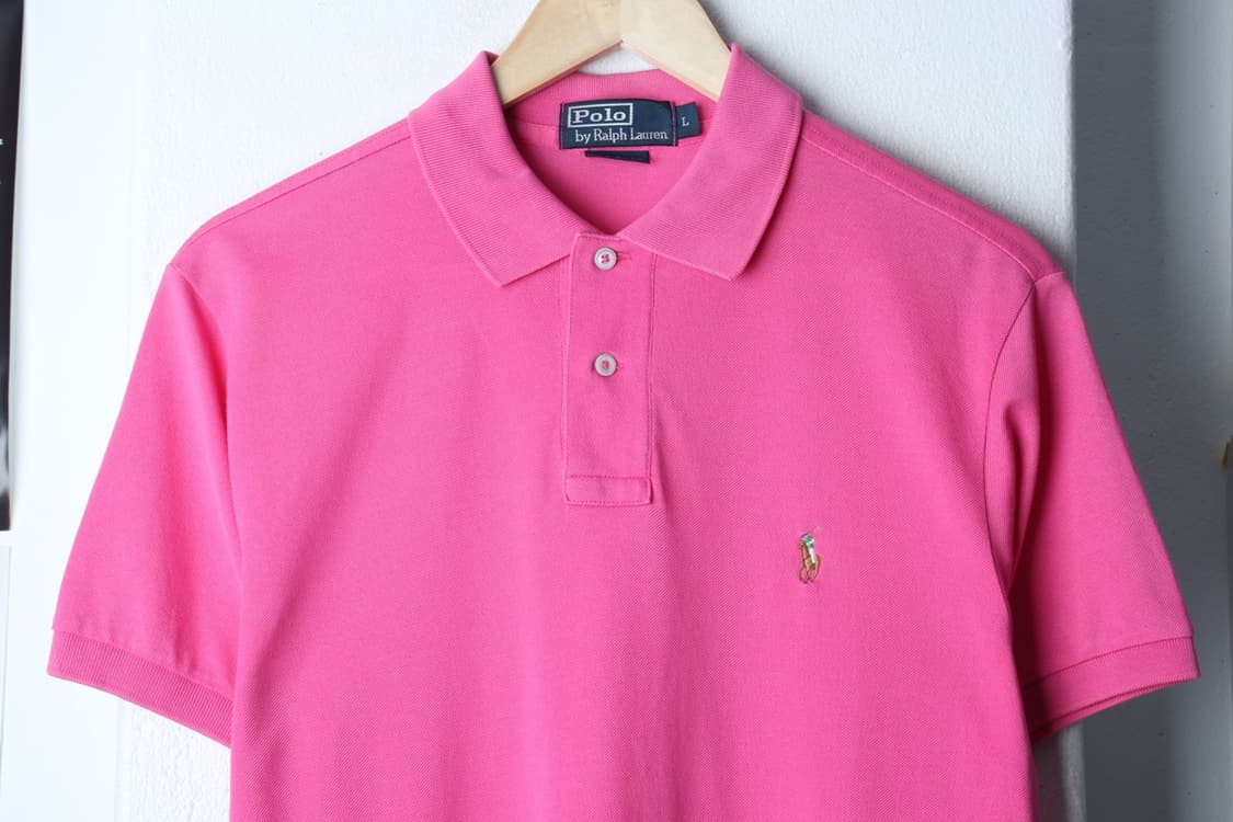 (L-XL) 폴로 랄프로렌 반팔 카라 티셔츠 핑크 무지-H30672 상품이미지3
