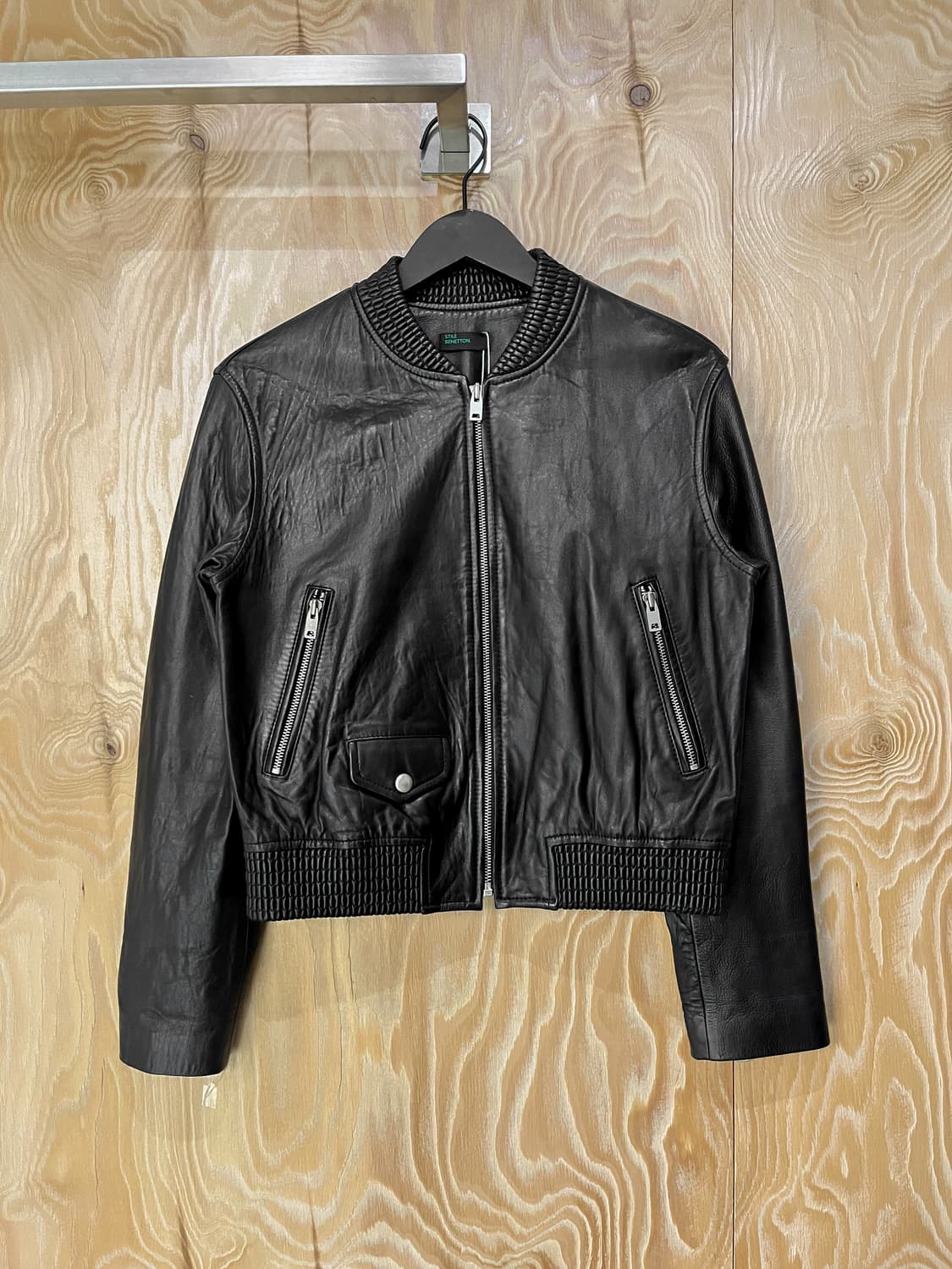 베네통 램 레더 바이커 자켓 상품이미지1