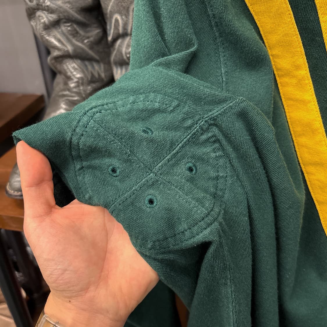 90s 폴로 랄프로렌 V-쉐브론 스트라이프 프레피 와펜 럭비티 N807 상품이미지6