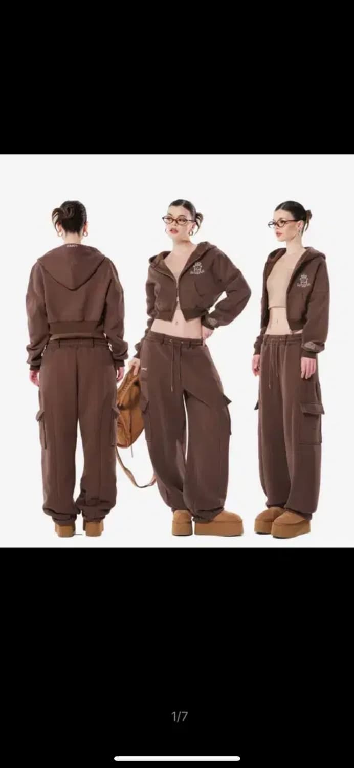 로페즈 소프트웜 헤비웨이트 후드집업 조거팬츠 셋업 브라운 상품이미지1