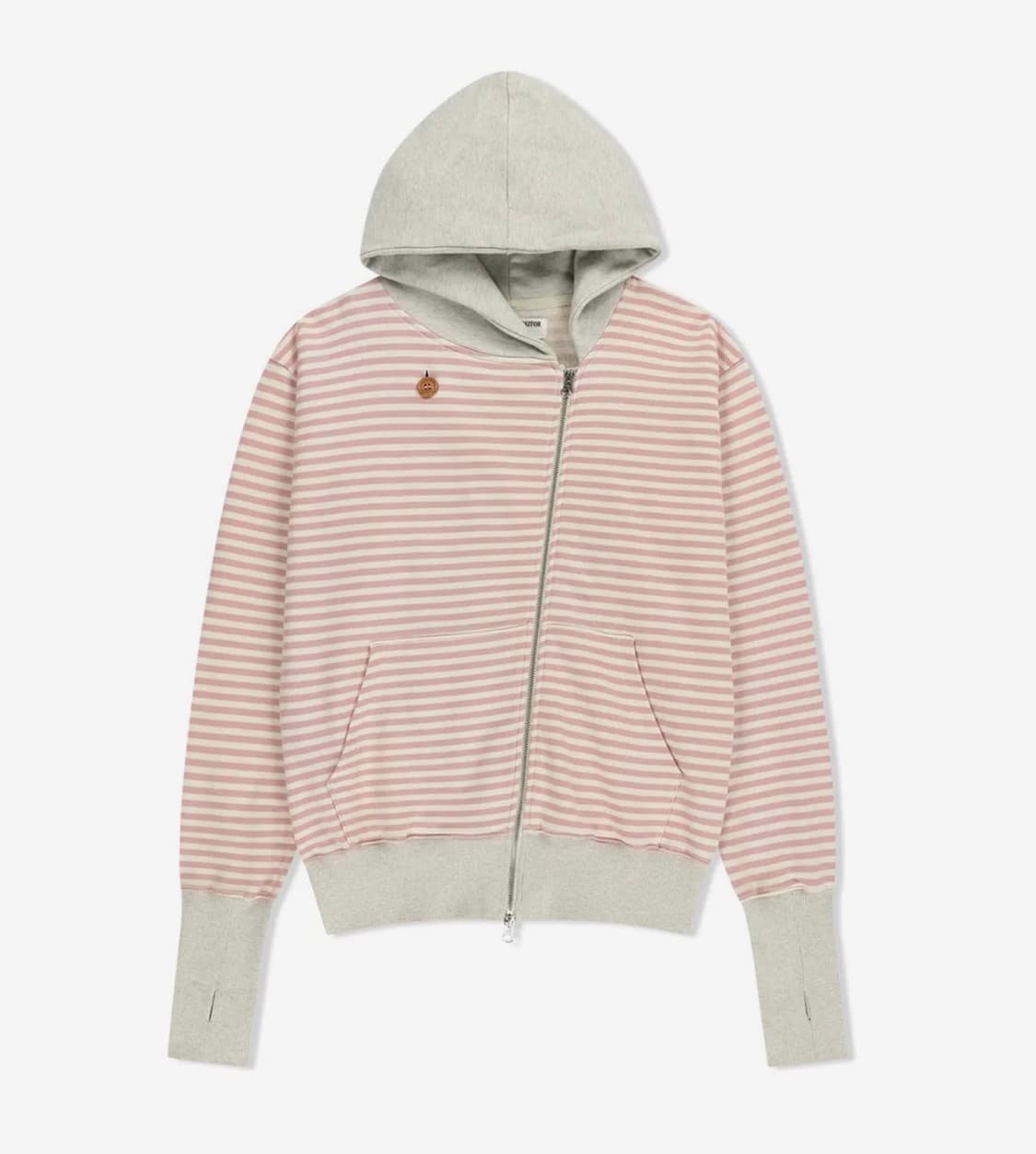 STRIPE UNBALANCED ZIPUP HOODIE (PINK) 상품이미지1