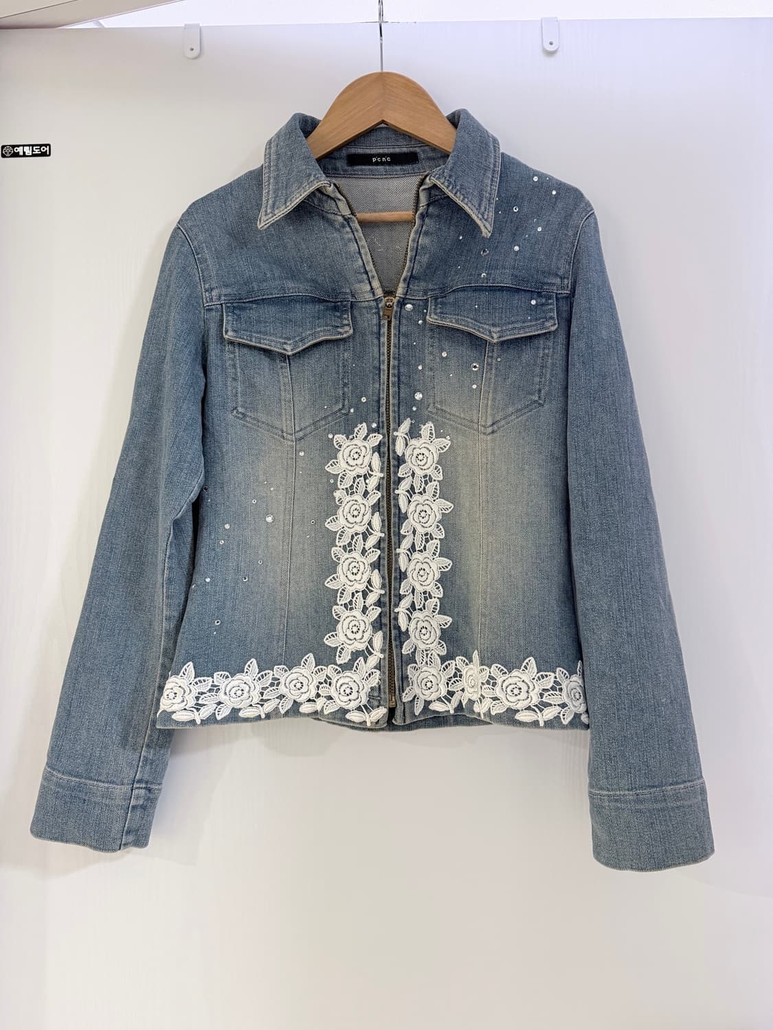 일본빈티지 레이스데님 셔츠 청자켓 상품이미지1