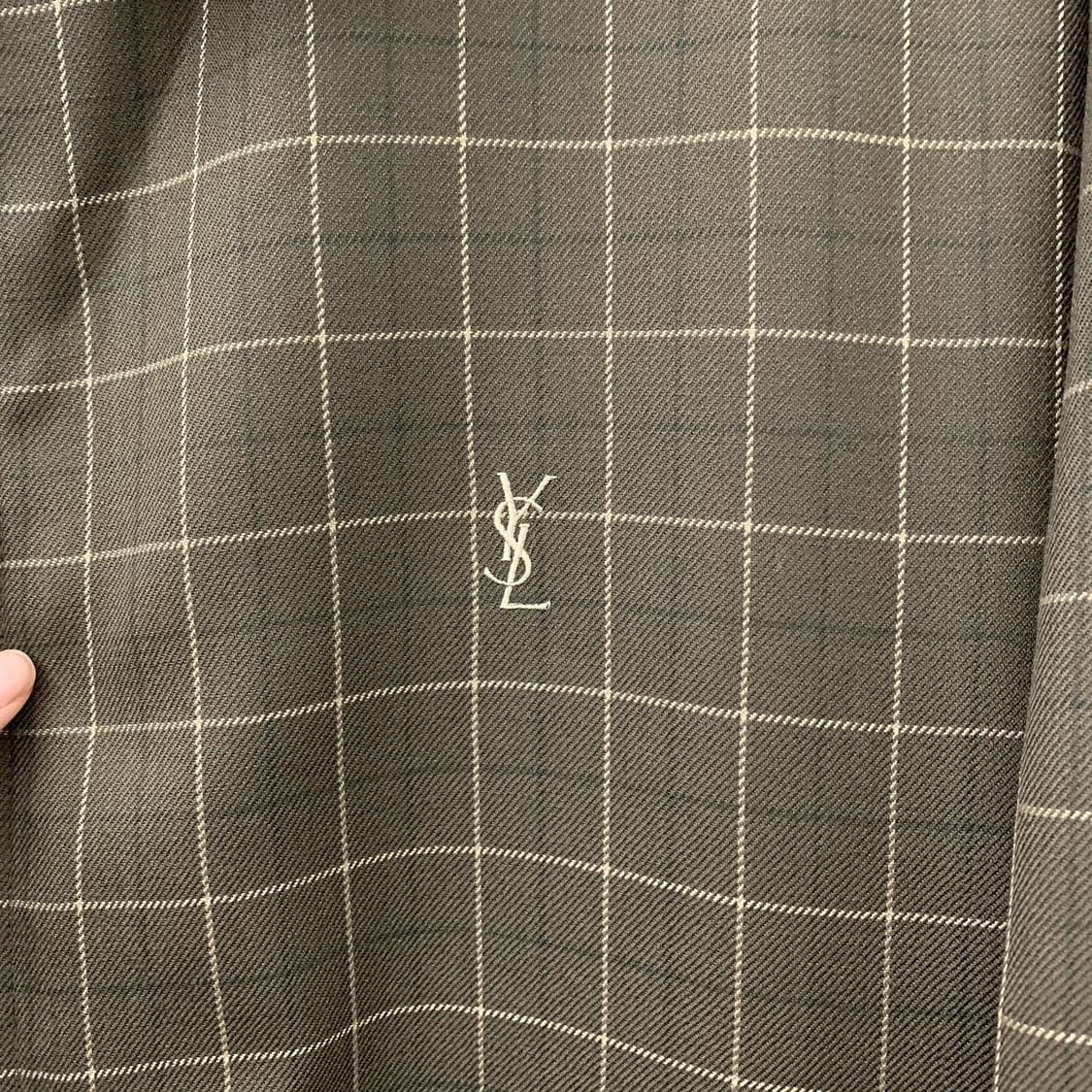 입생로랑 베이지 카키 체크 리버시블 자켓 상품이미지3