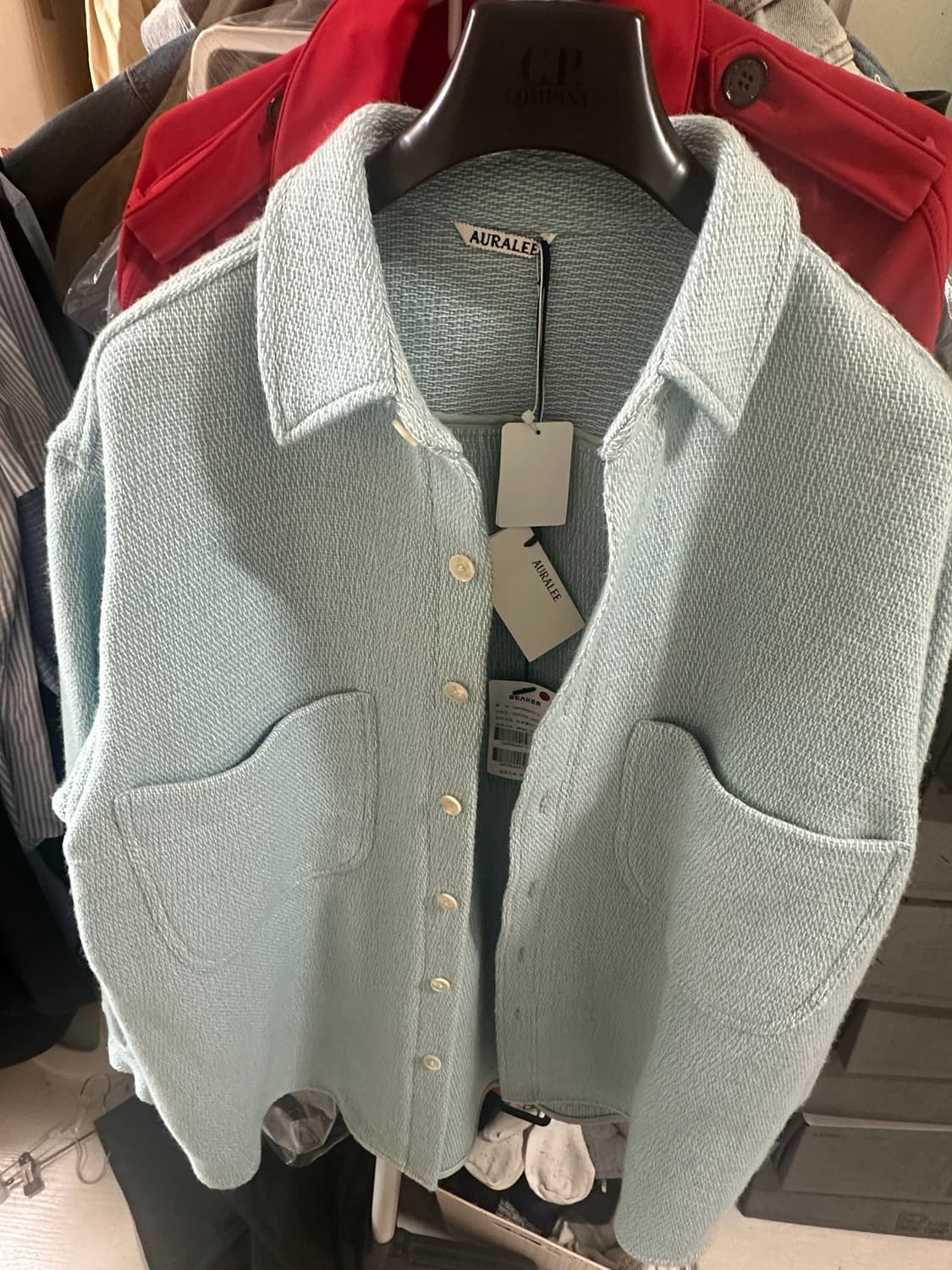 [4] 오라리 BTS 진 착용 셔틀랜드 울 우븐 셔츠 블루종 상품이미지5