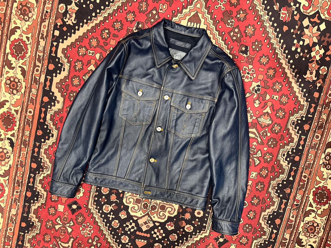 ( L ) 트러커자켓 트러커가죽 레더자켓 아메카지 워크웨어 빈티지가죽 상품이미지1