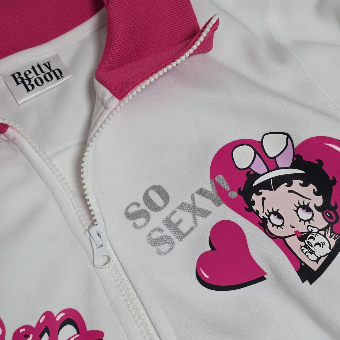 베티붑 일본판빈티지)화이트x핑크 로맨틱 하트 오네히메갸루 져지자켓 상품이미지2
