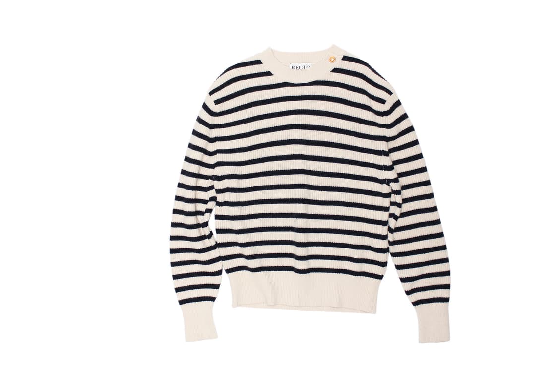 RECTO 렉토 스트라이프 버튼업 니트 상품이미지1