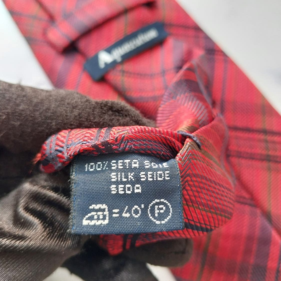 아쿠아스큐텀 실크 레드 자카드 패턴 넥타이 9.1cm A+등급 k2052 상품이미지9