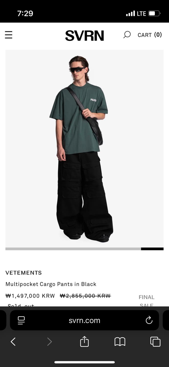 VTM 멀티포켓 카고팬츠 블랙 m 상품이미지2