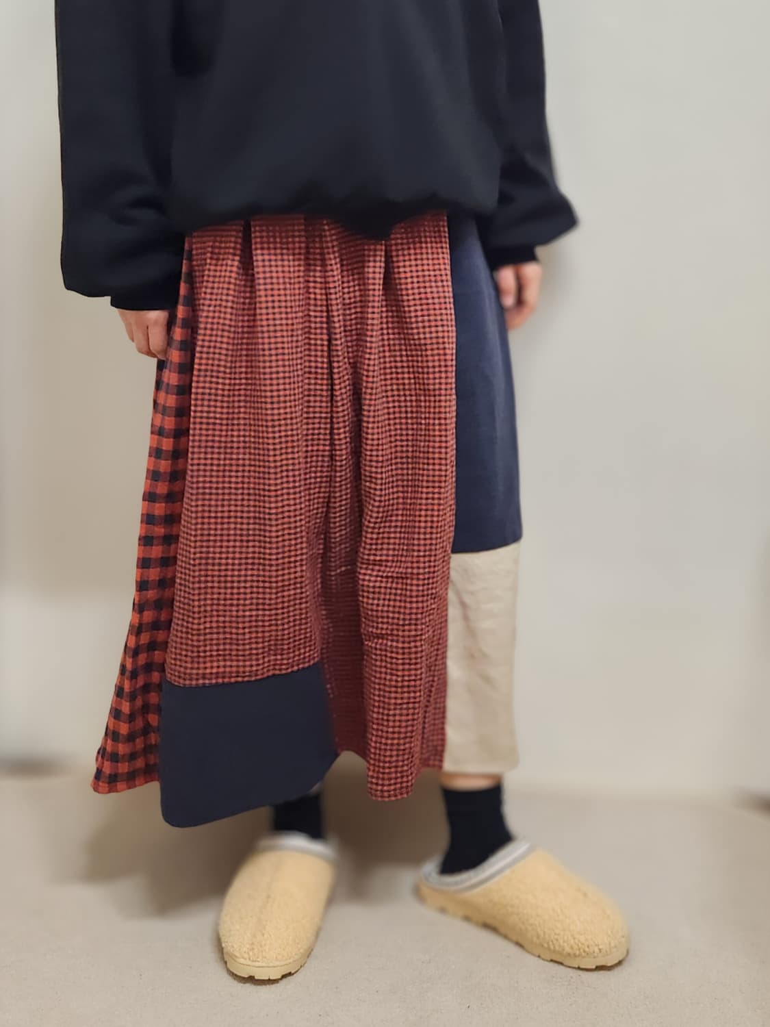 [기장수선가능] 360도 양면 보헤미안 아메카지 패치 롱스커트 상품이미지1