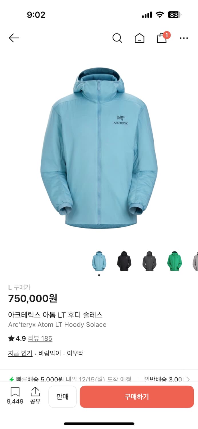 아크테릭스 아톰 후디 솔레르 상품이미지1