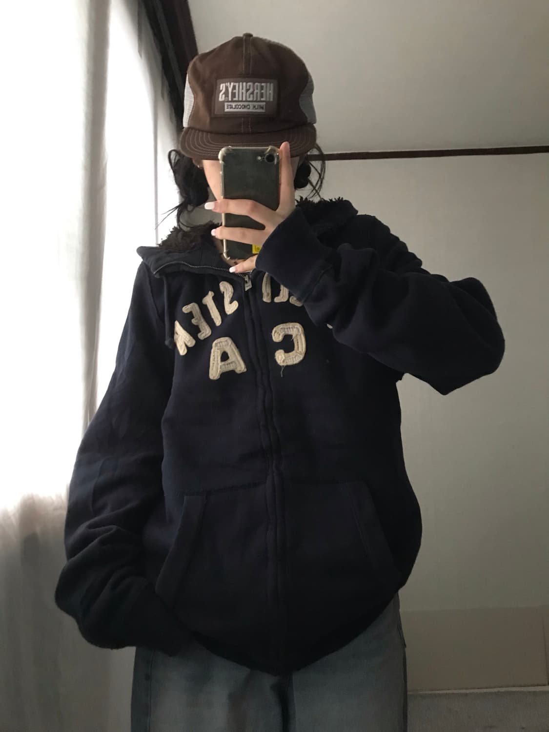 홀리스터 네이비 울프죠 후드집업 상품이미지2