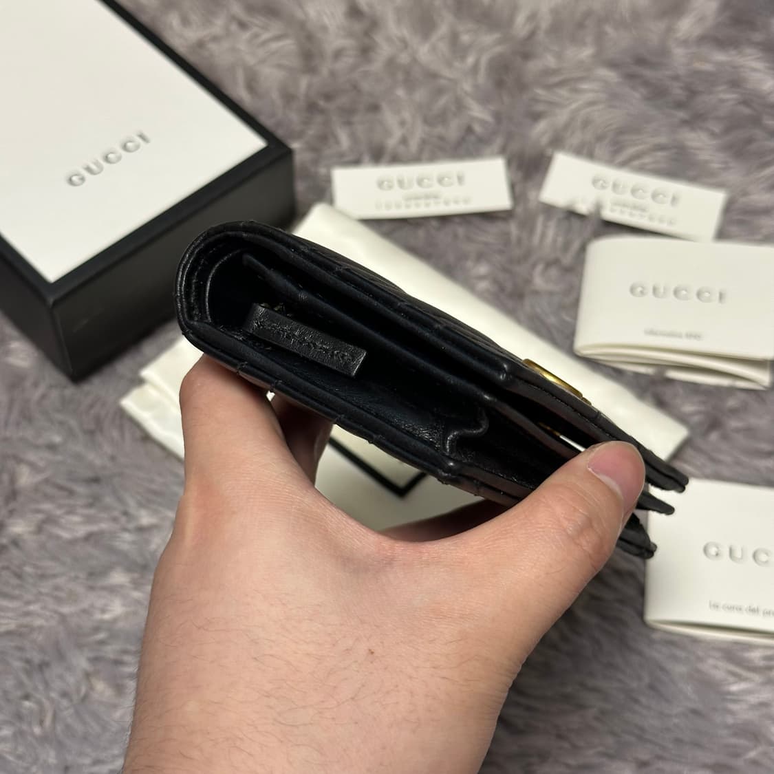 [풀구성] 구찌 GG 마몬트 마틀라세 중지갑 블랙 상품이미지8