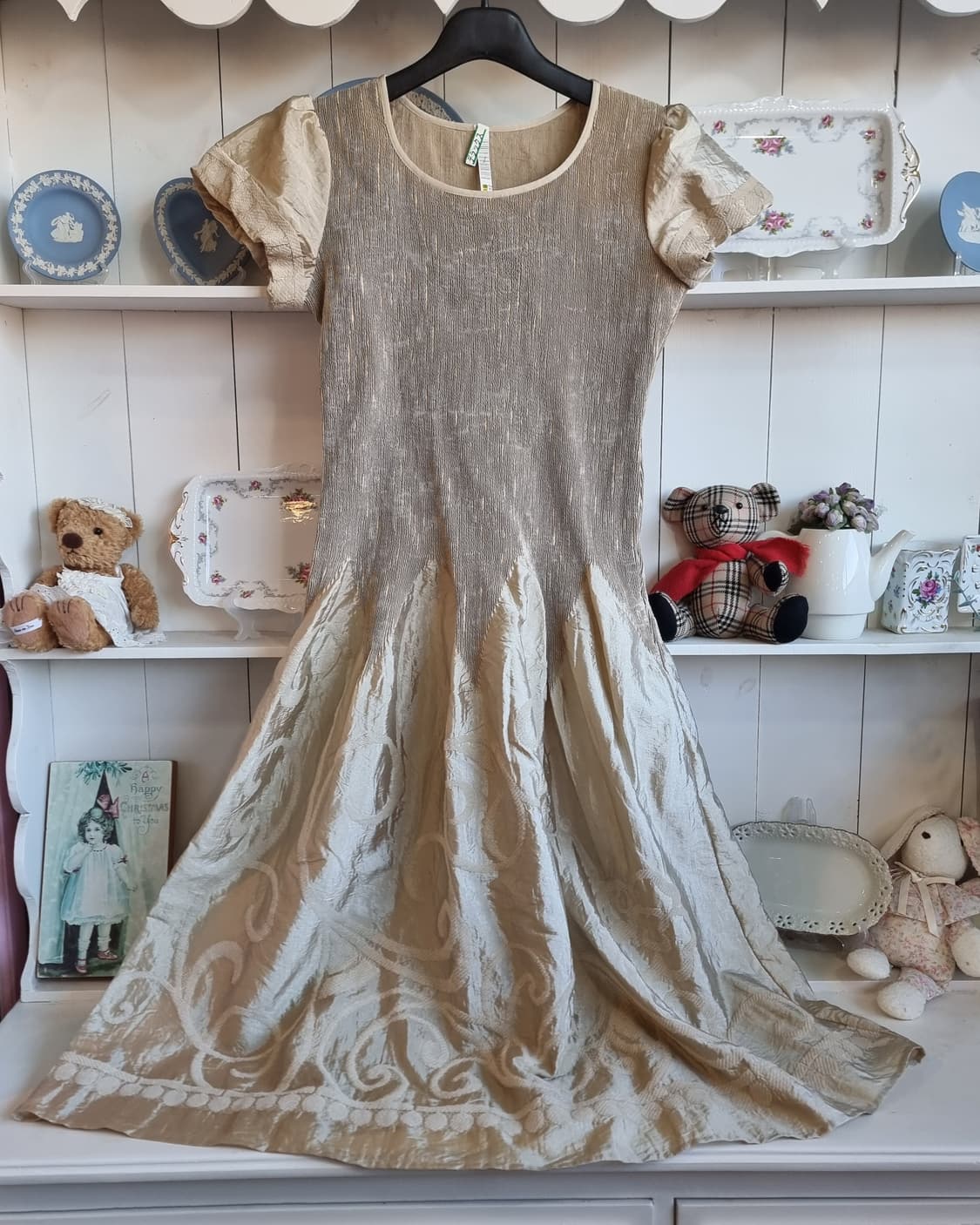 베이지 텍스처 원피스 / 자카드 플레어 상품이미지1