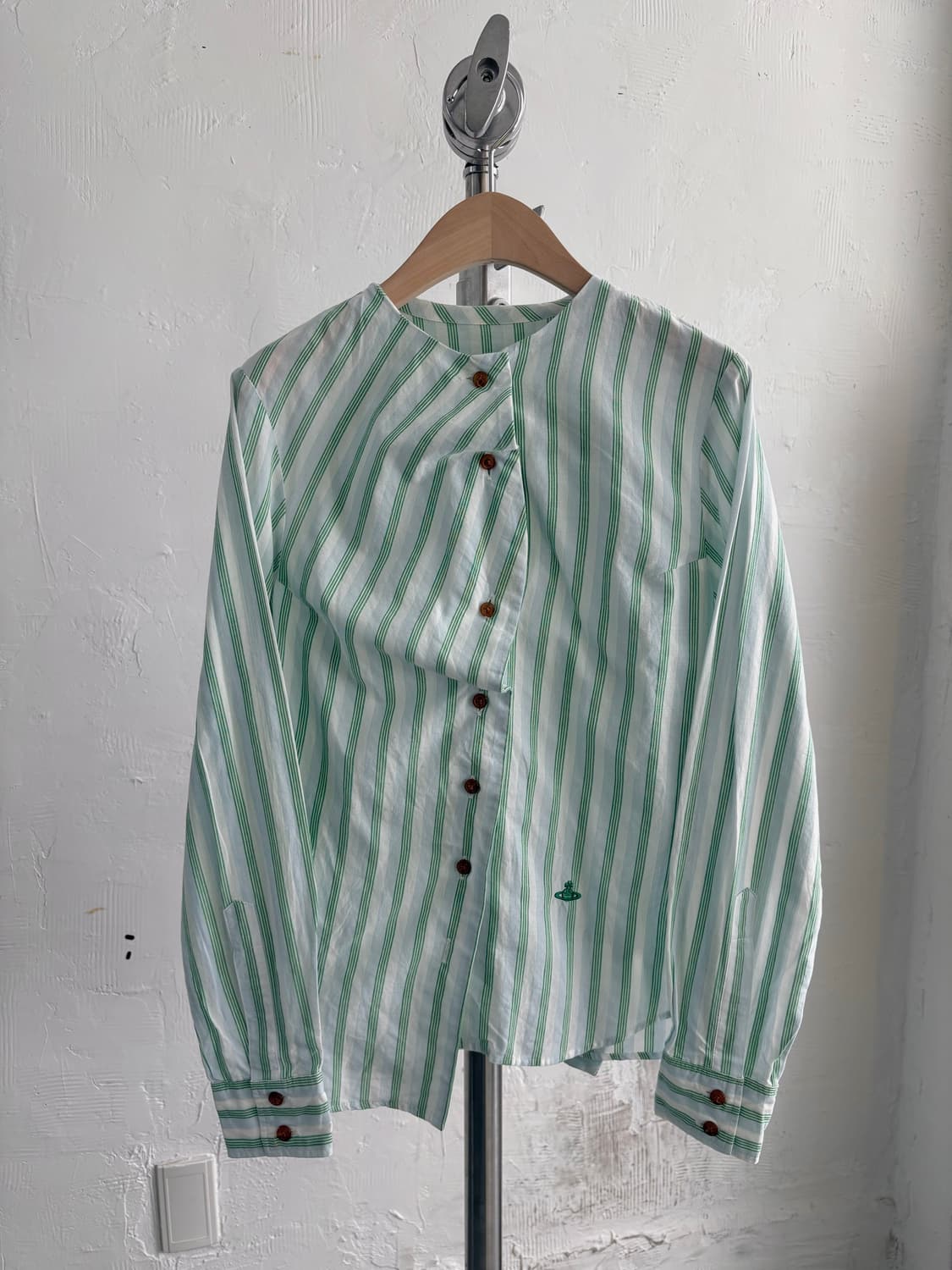 Vivienne Westwood 비비안웨스트우드 그린 스트라이프 셔츠 상품이미지1