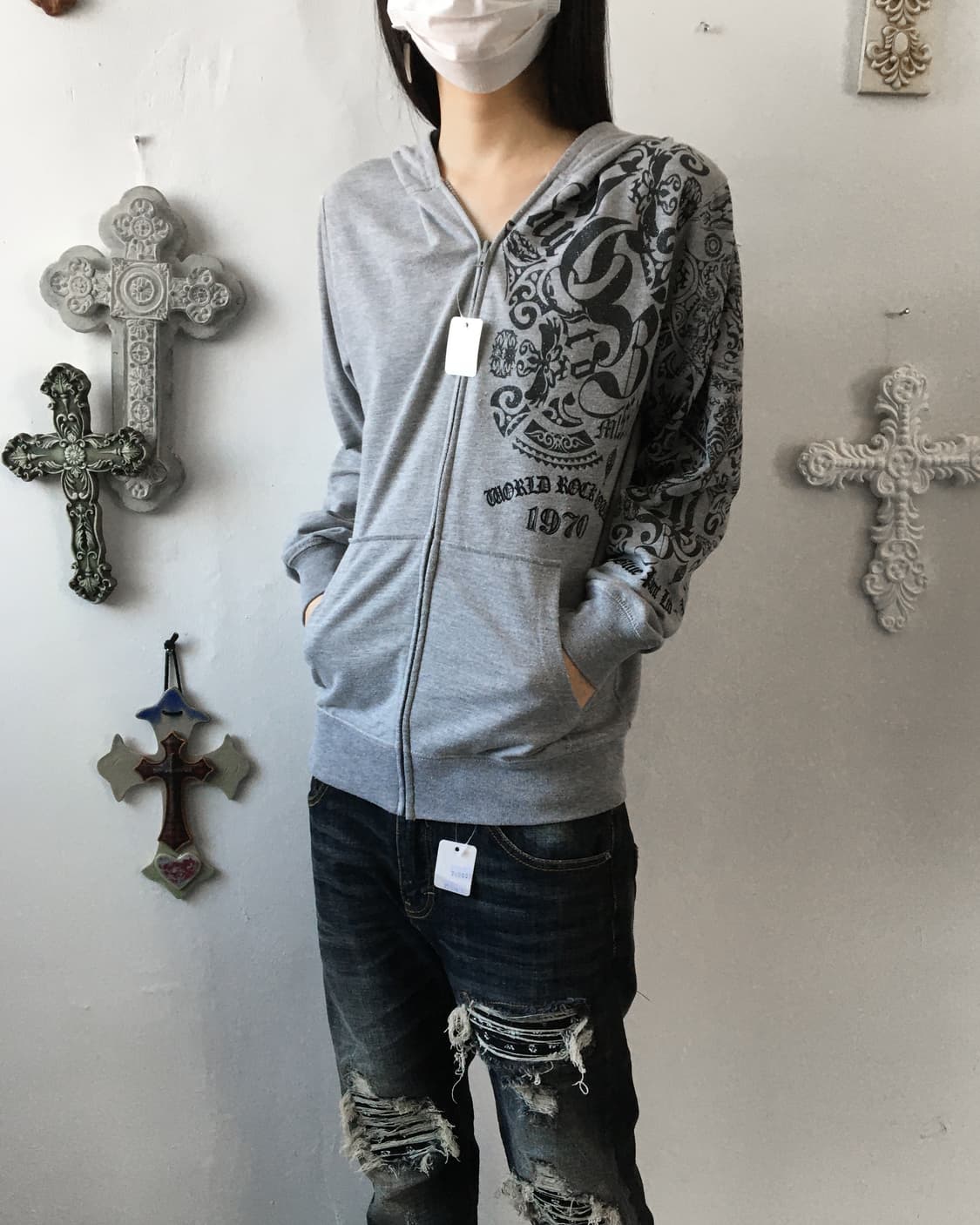 Printing point hood zip up 상품이미지1