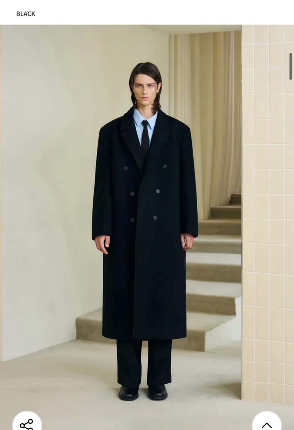 (L) 드로우핏 프리미어 울 더블 체스터 코트 [BLACK] 판매 상품이미지4
