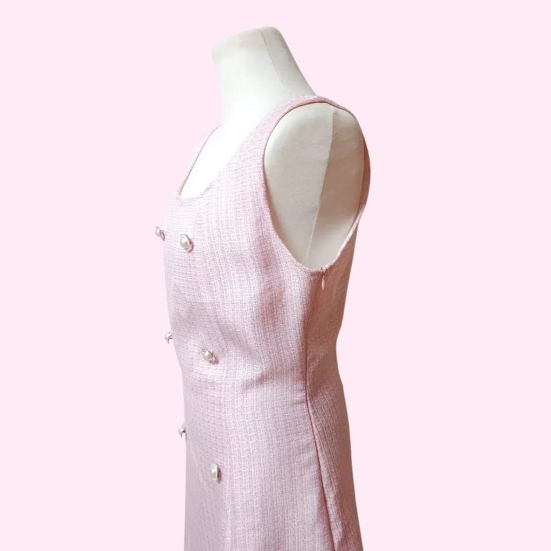 핑크 트위드 민소매 미니원피스 상품이미지3