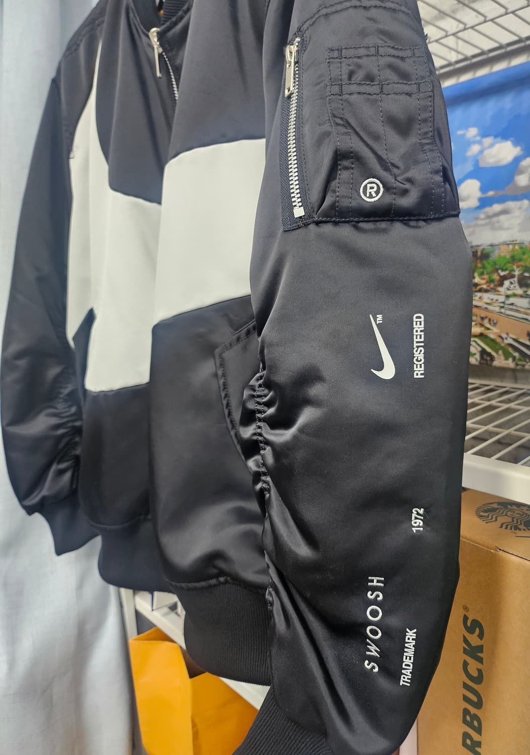 나이키 스우시 봄버자켓 XL 105 써마핏 양면 블루종 XD31 상품이미지3