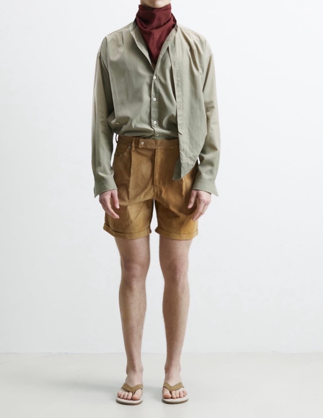 무명 DOUBLE LAYERED WRAP SHIRT 베이지 FREE 상품이미지2