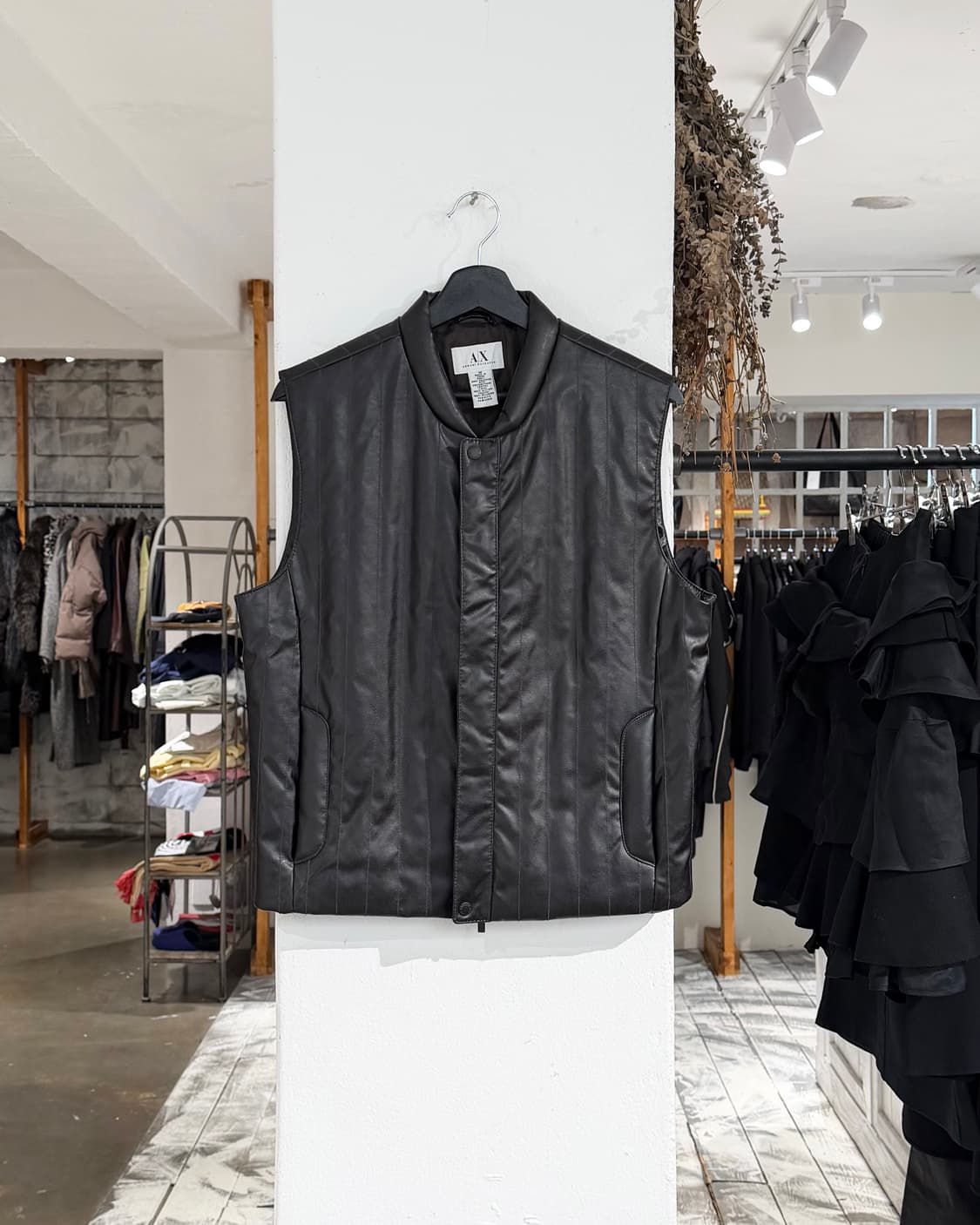 아르마니 익스체인지 다크브라운 레더 패디드 베스트 자켓 상품이미지1