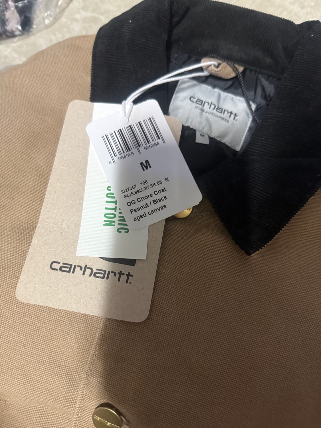 M사이즈 칼하트WIP OG 초어 코트 피넛 블랙 에이지드 캔버스 상품이미지3