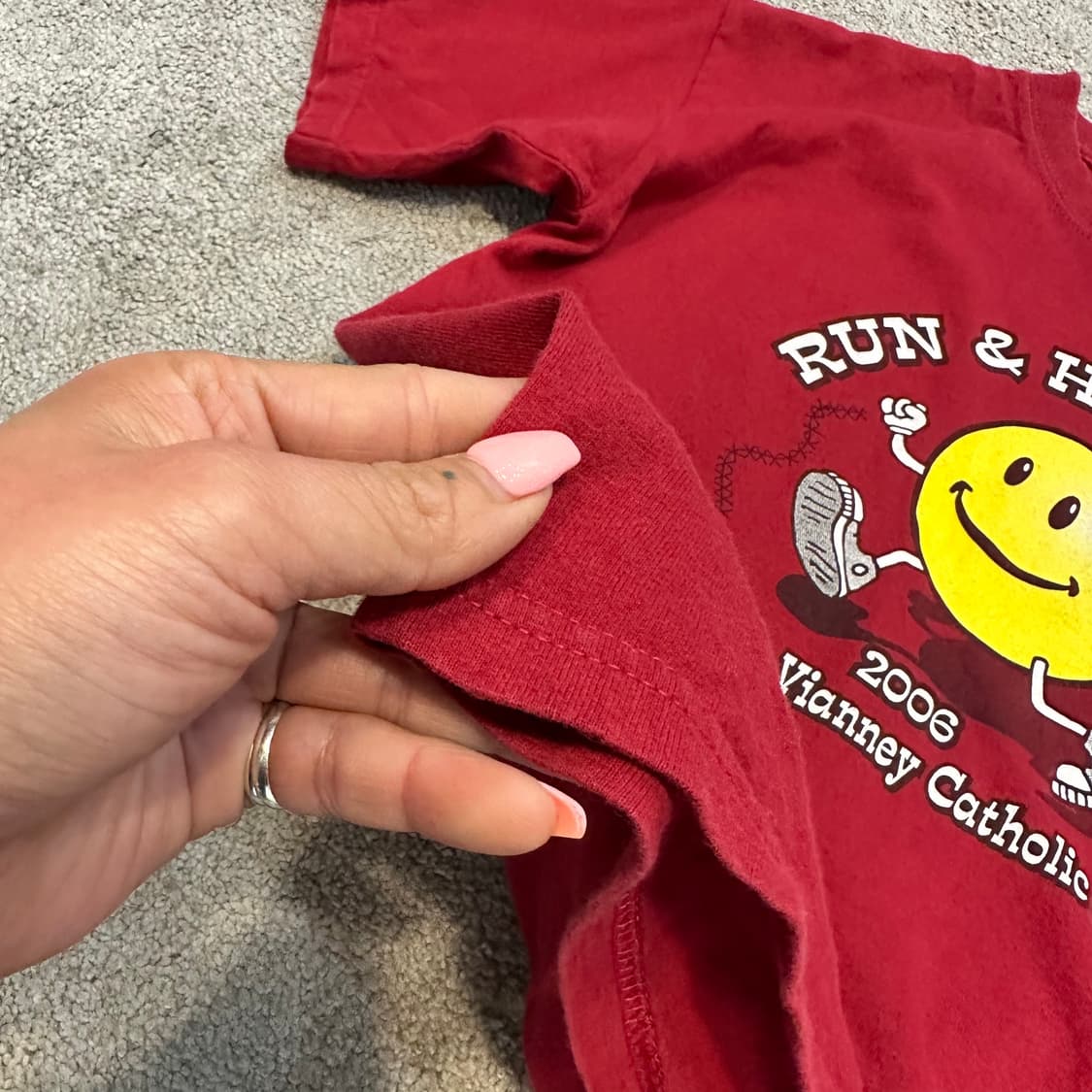 길단 스마일 프린팅 미디크롭M-L 상품이미지3