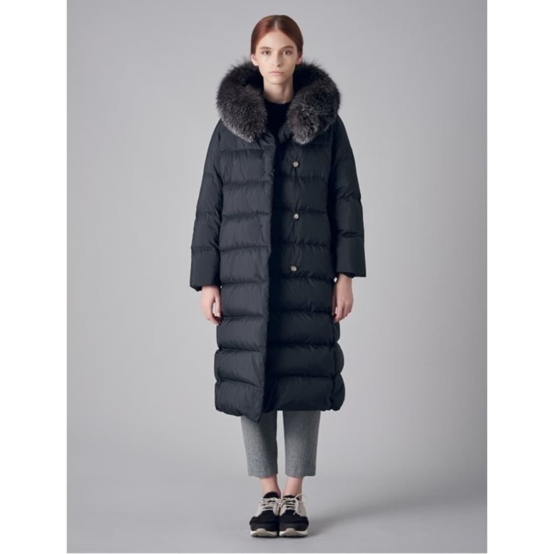 르베이지 폭스 퍼 구스 롱 패딩 상품이미지1