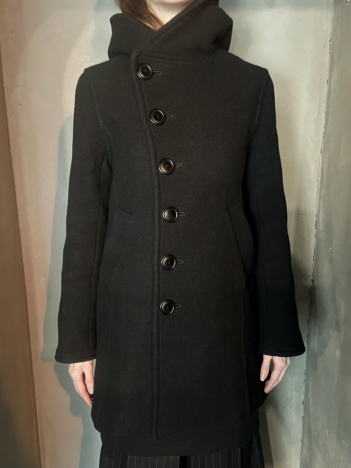 스나오 쿠와하라 커브드 더플코트 상품이미지2