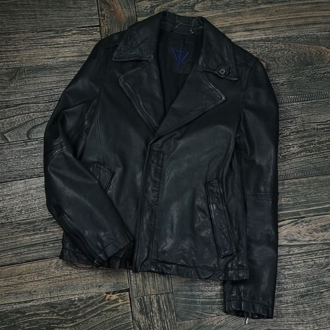 [빈티지] 고딕 고트 스킨 염소 가죽 슬림핏 레더 자켓 블랙 M17355 상품이미지1