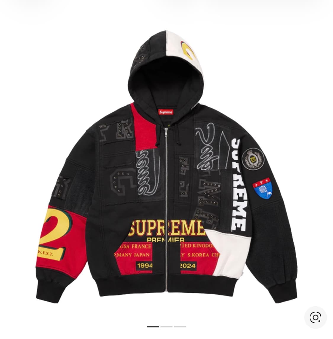 슈프림 패치워크 집업 후드 스웨트셔츠 블랙 - 25SS 상품이미지1