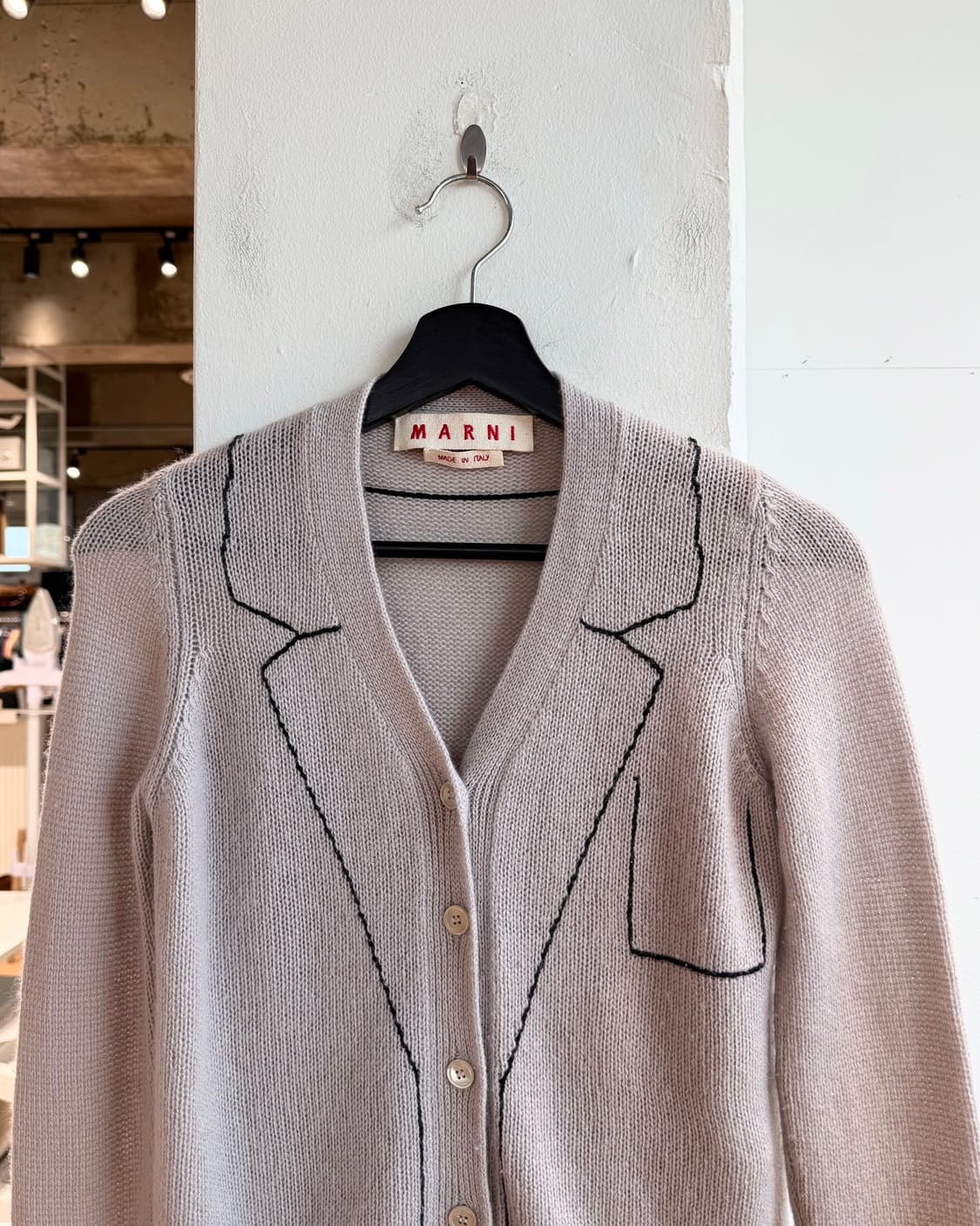 마르니 핑크 베이지 스티치 캐시미어 가디건  상품이미지3