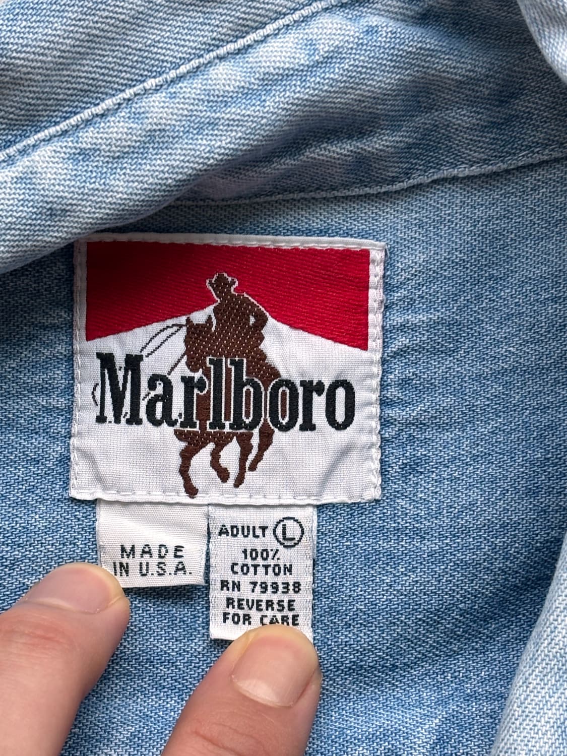 90s Marlboro Made in USA 데님 셔츠 상품이미지4