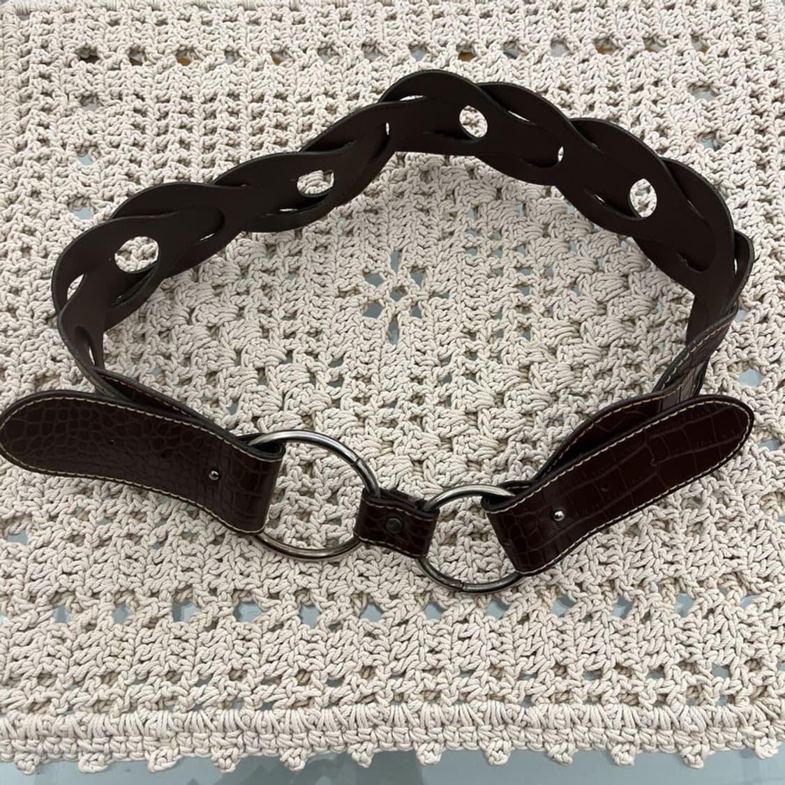 빈티지 보헤미안 웨스턴 와이드 버클 아일렛 벨트 C10849 상품이미지4