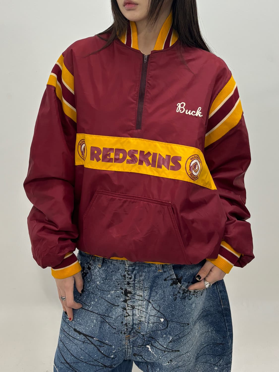 00s 올트스쿨 와인&옐로우 스타디움 반집업아노랏 엑라 상품이미지1