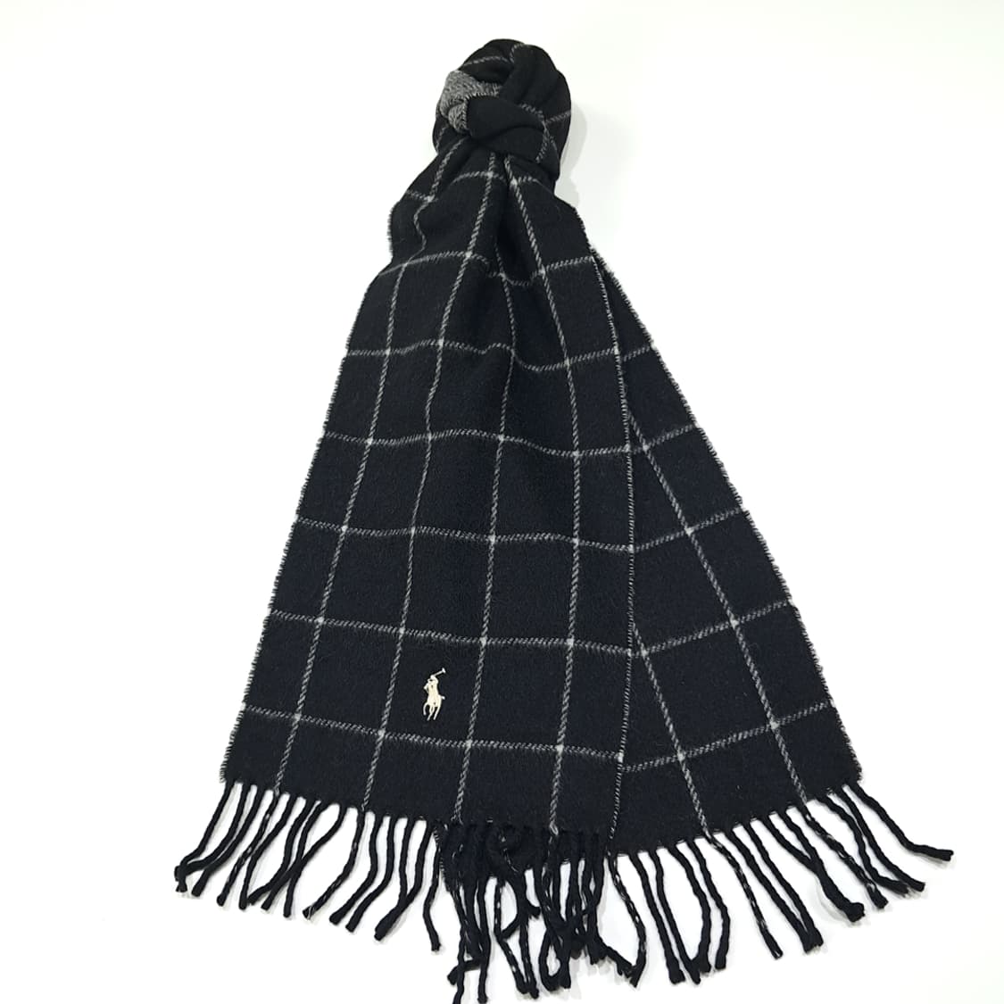 MX459 폴로 이태리판 램스울 양면 윈도우페인 블랙 머플러 목도리 상품이미지2