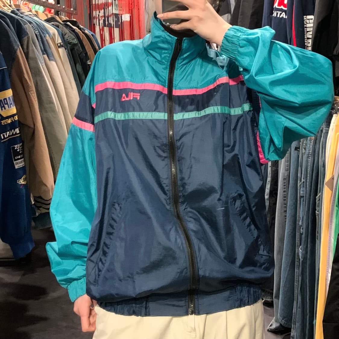 [IM] FILA 바람막이 민트 네이비 상품이미지2