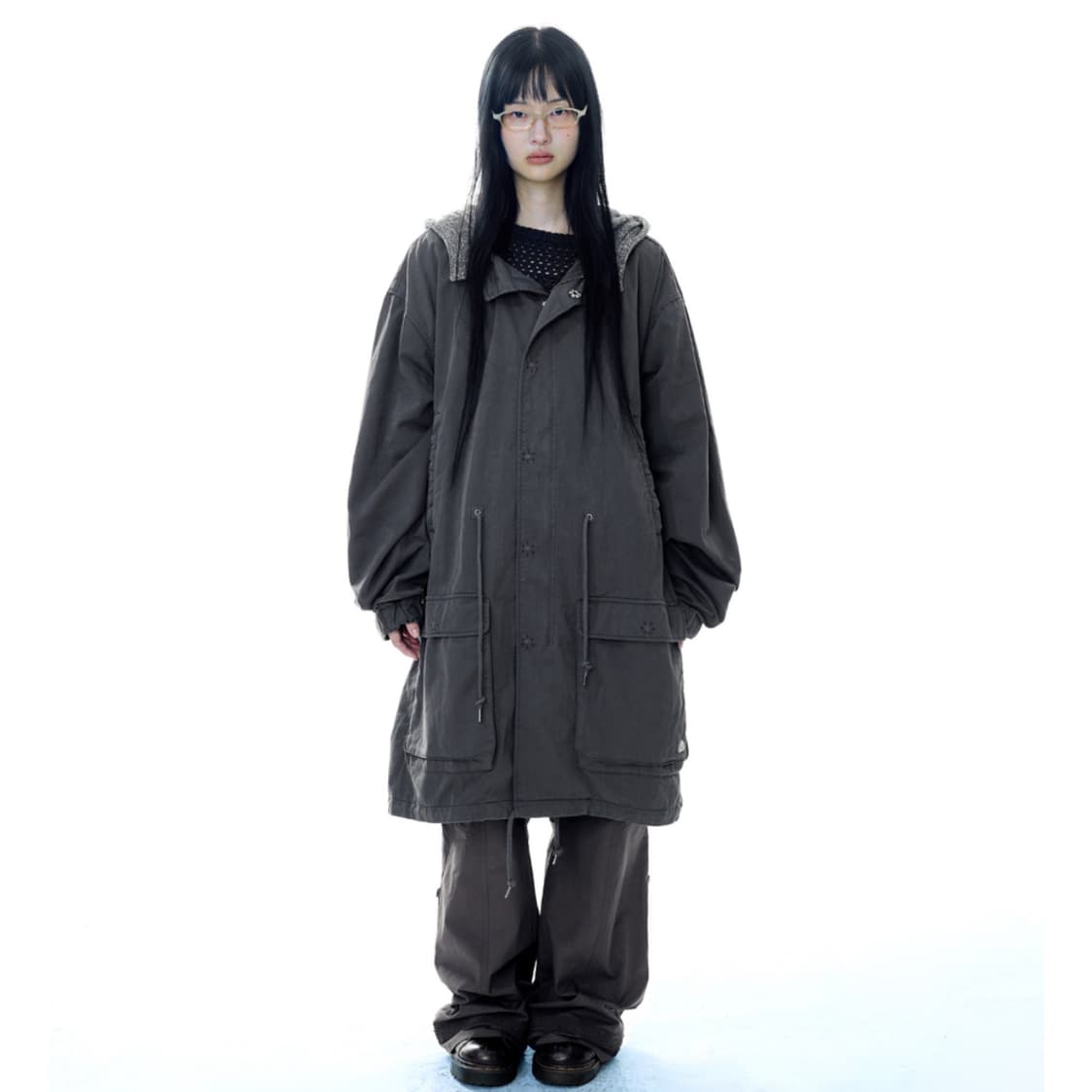 코이세이오 워시드 밀리터리 자켓 머드 차콜 야상 상품이미지2