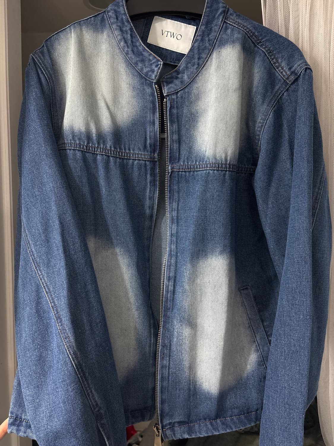브이투 워싱 바이커 데님 자켓 블루 m 상품이미지2