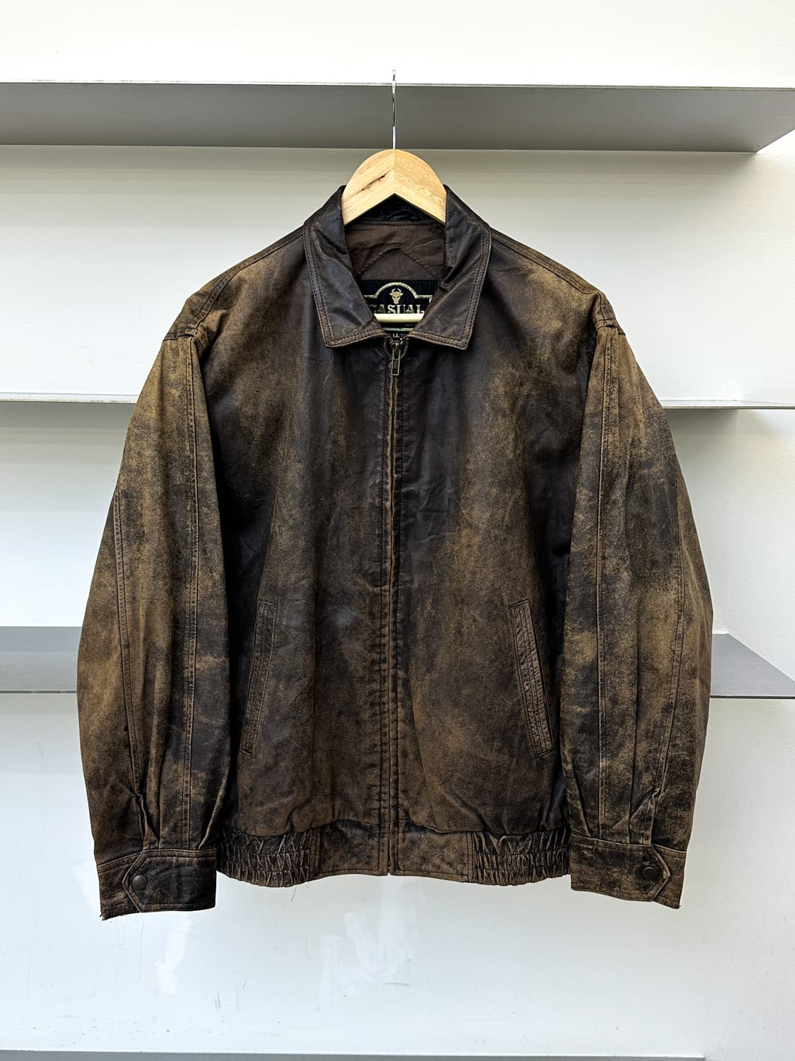 캐쥬얼 레더 페이디드 레더 집업 자켓 상품이미지1